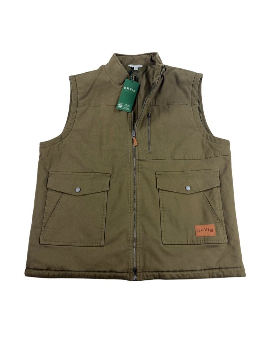 Orvis Blackbird Canvas Utility Vest Mens XL Slim Fit Dark Olive Green Outdoor